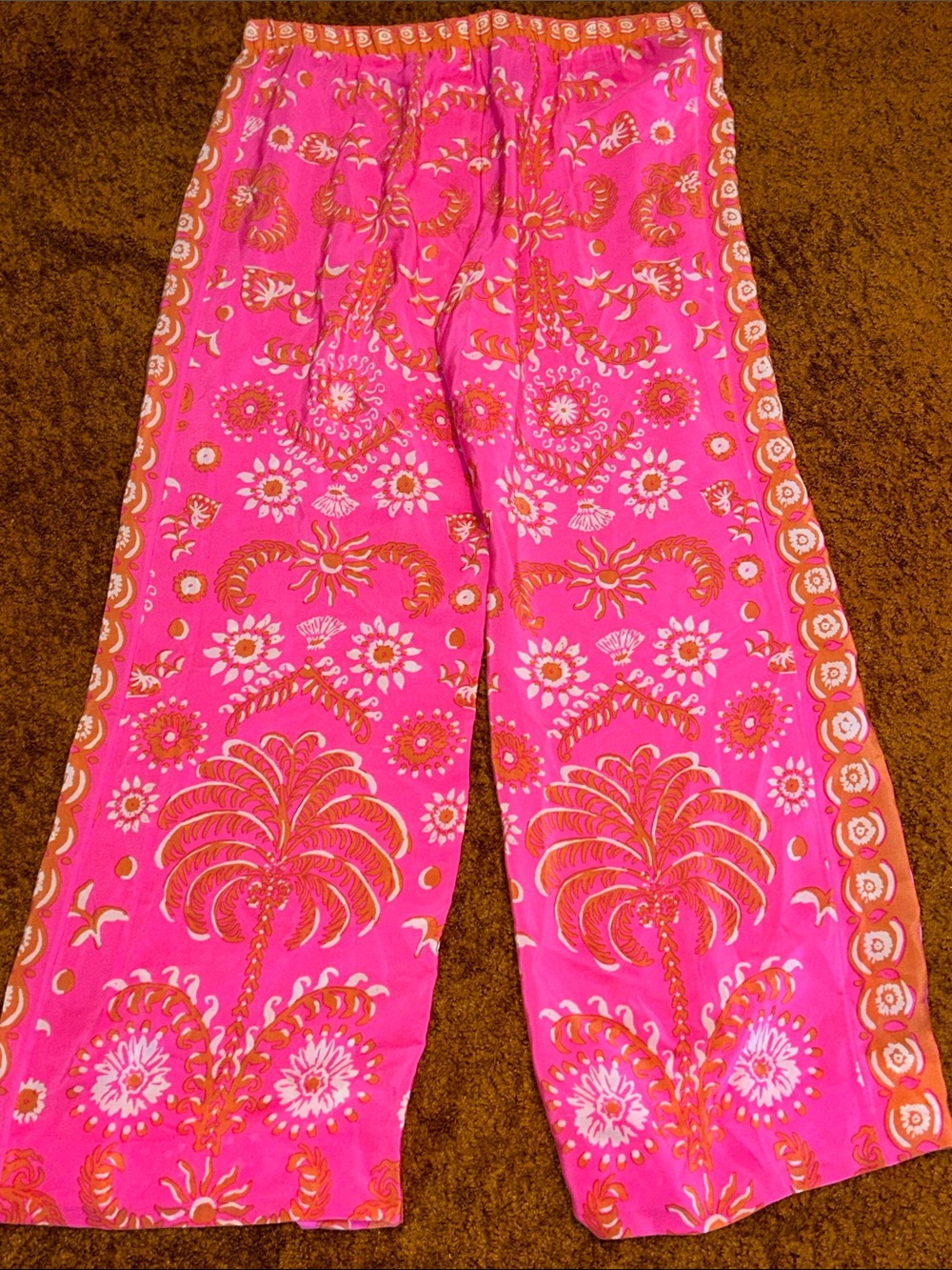 Lilly Pulitzer Pink & Orange Tropical Wide-Leg Pants - Picture 6 of 6